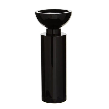 Prisma Medium Black Glass Candle Holder