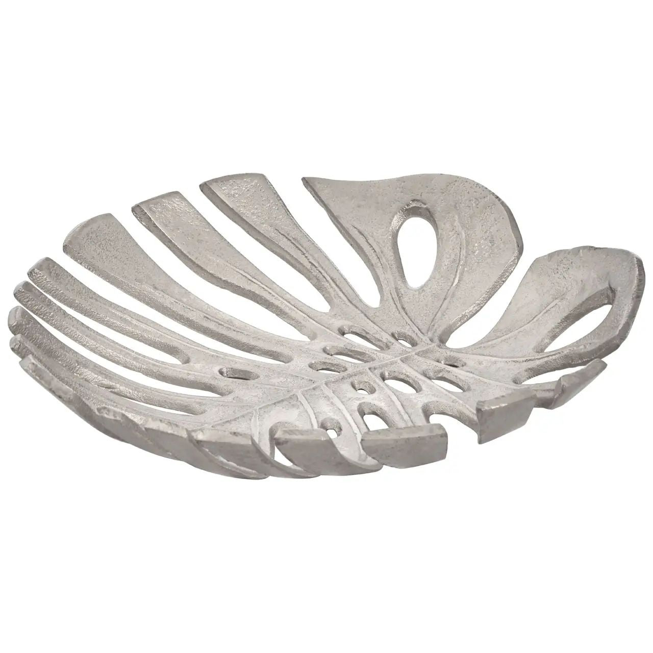 Lustrous Large Silver Aluminium Ginkgo Leaf Tray