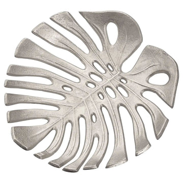 Lustrous Large Silver Aluminium Ginkgo Leaf Tray