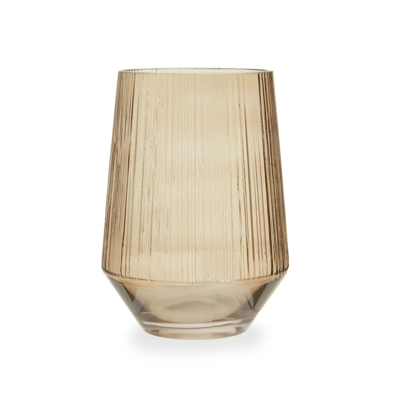 Erma Small Smoked Brown Glass Ribbed Vase