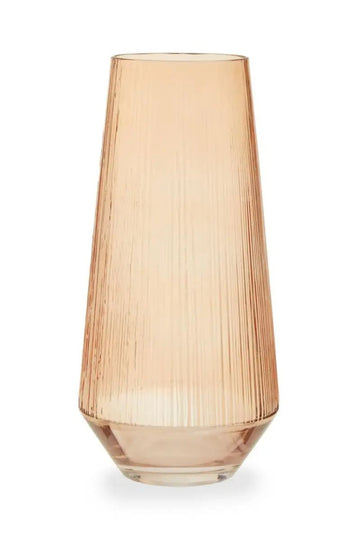 Erma Large Light Amber Glass Ribbed Vase