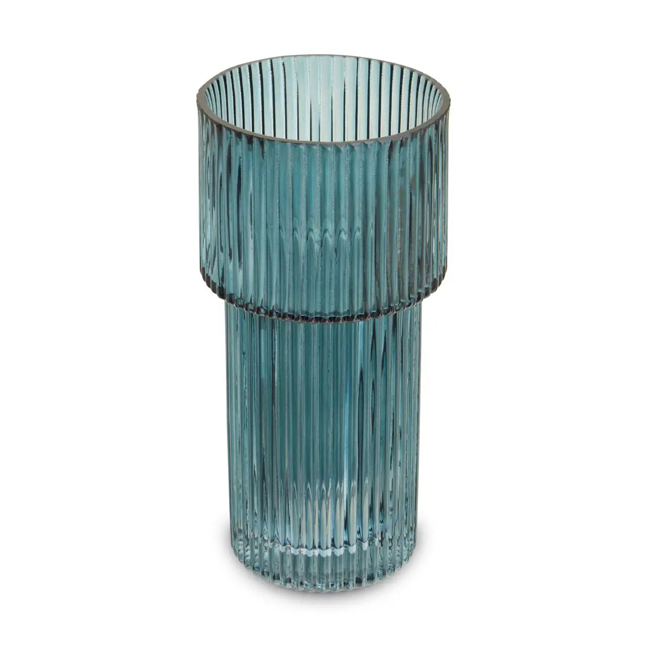 Erma Small Blue Ribbed Glass Vase