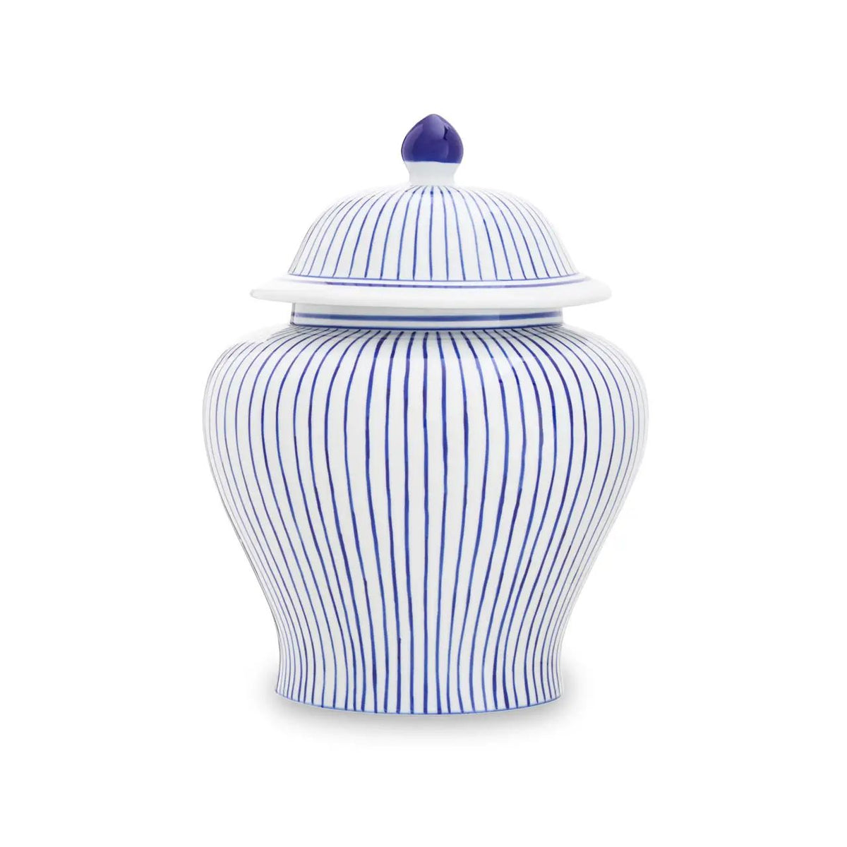 Damsine Small White & Blue Stripes Ceramic Ginger Jar