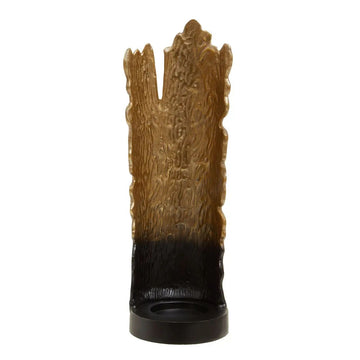 Odisha Large Black Ombre & Gold Aluminium Pillar Candle Holder