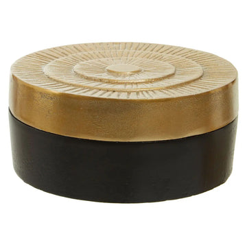 Odisha Large Round Black & Gold Round Aluminium Box