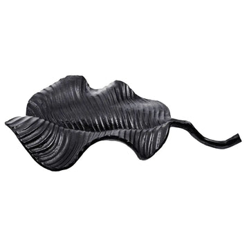 Lustrous Black Finish Aluminium Leaf Dish