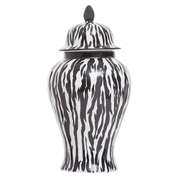 Marmoza Large Black & White Ceramic Ginger Jar