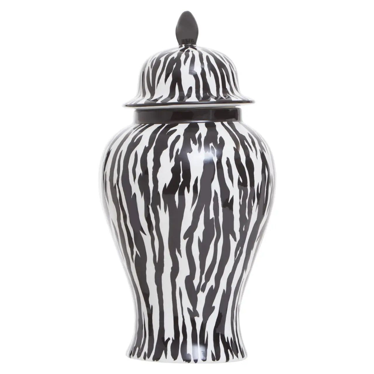 Marmoza Large Black & White Ceramic Ginger Jar