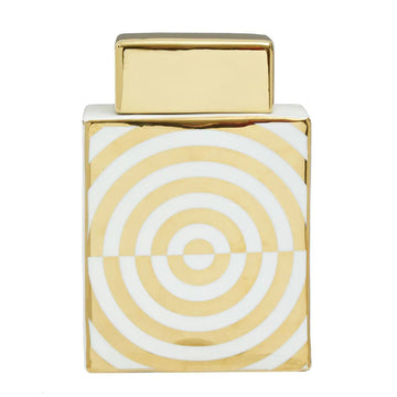Kurva White & Gold Bullseye Design Ceramic Ginger Jar