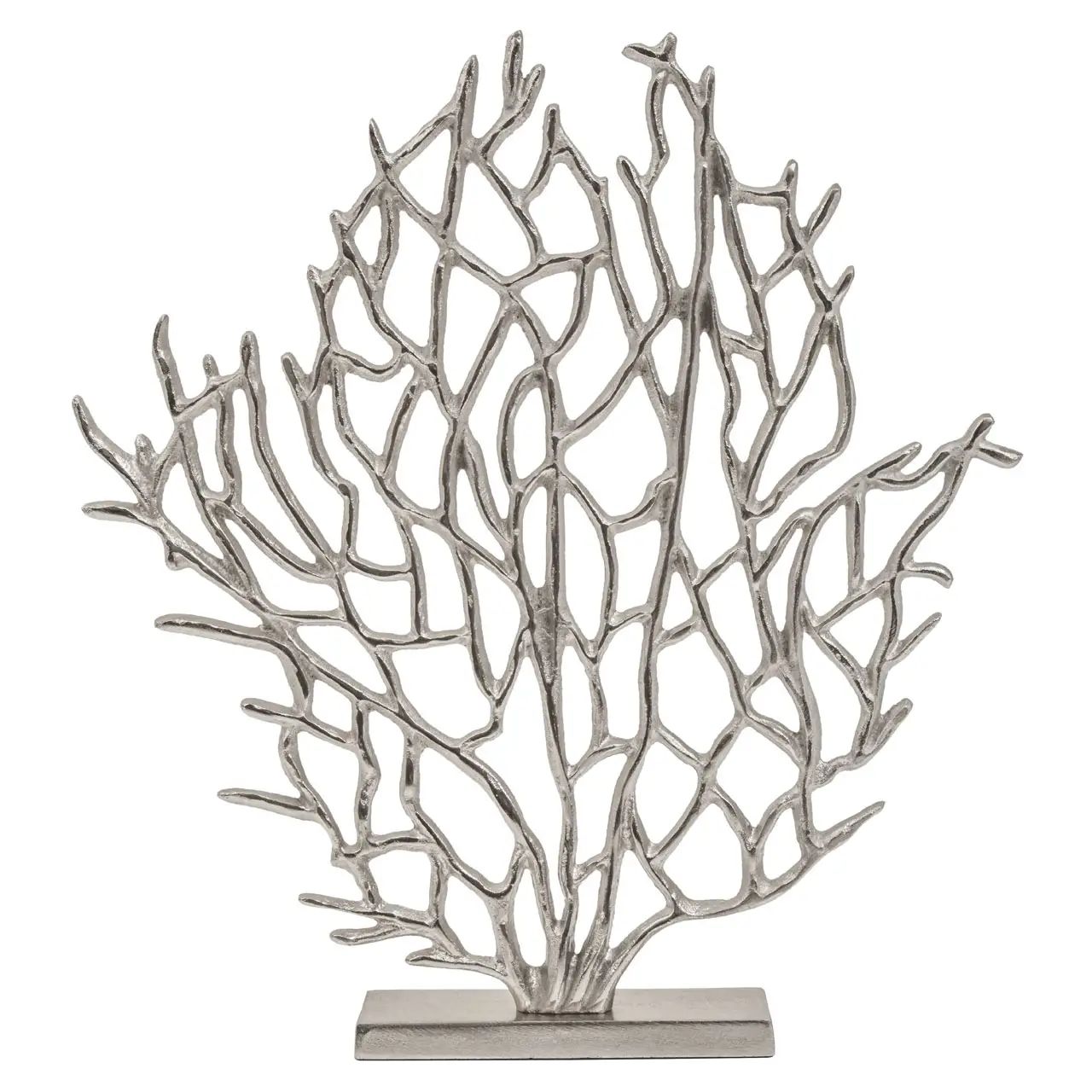 Lustrous Small Silver Aluminium Coral Sculpture