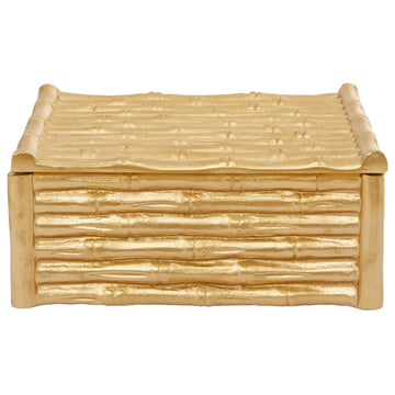 Hida Large Gold Bamboo Design Trinket Box