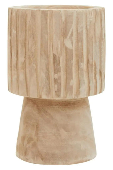 Horal Natural Wooden Engraved Pedestal Vase