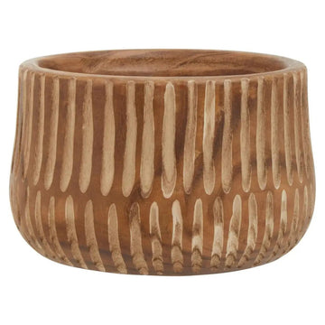 Horal Large Brown & Natural Round Wooden Planter