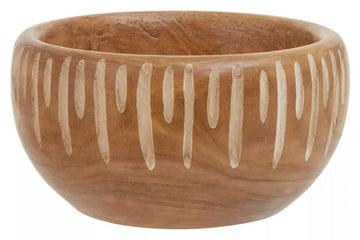 Horal Small Brown & Natural Round Wooden Bowl