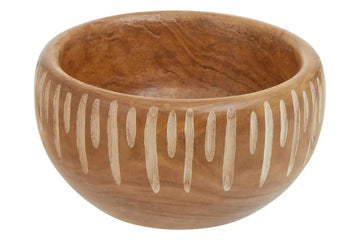 Horal Small Brown & Natural Round Wooden Bowl