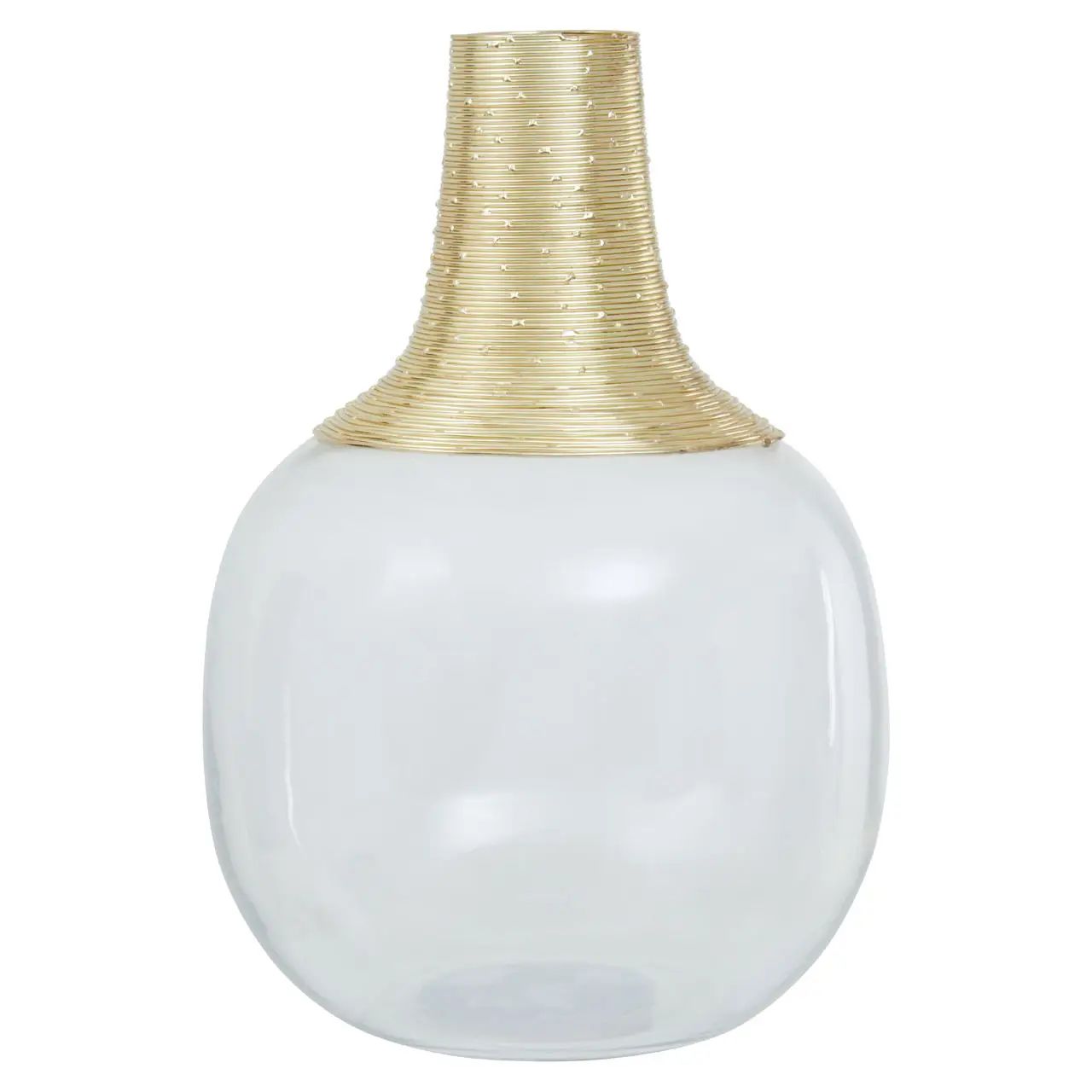 Glynell Large Gold Finish Bottle Neck Glass Vase