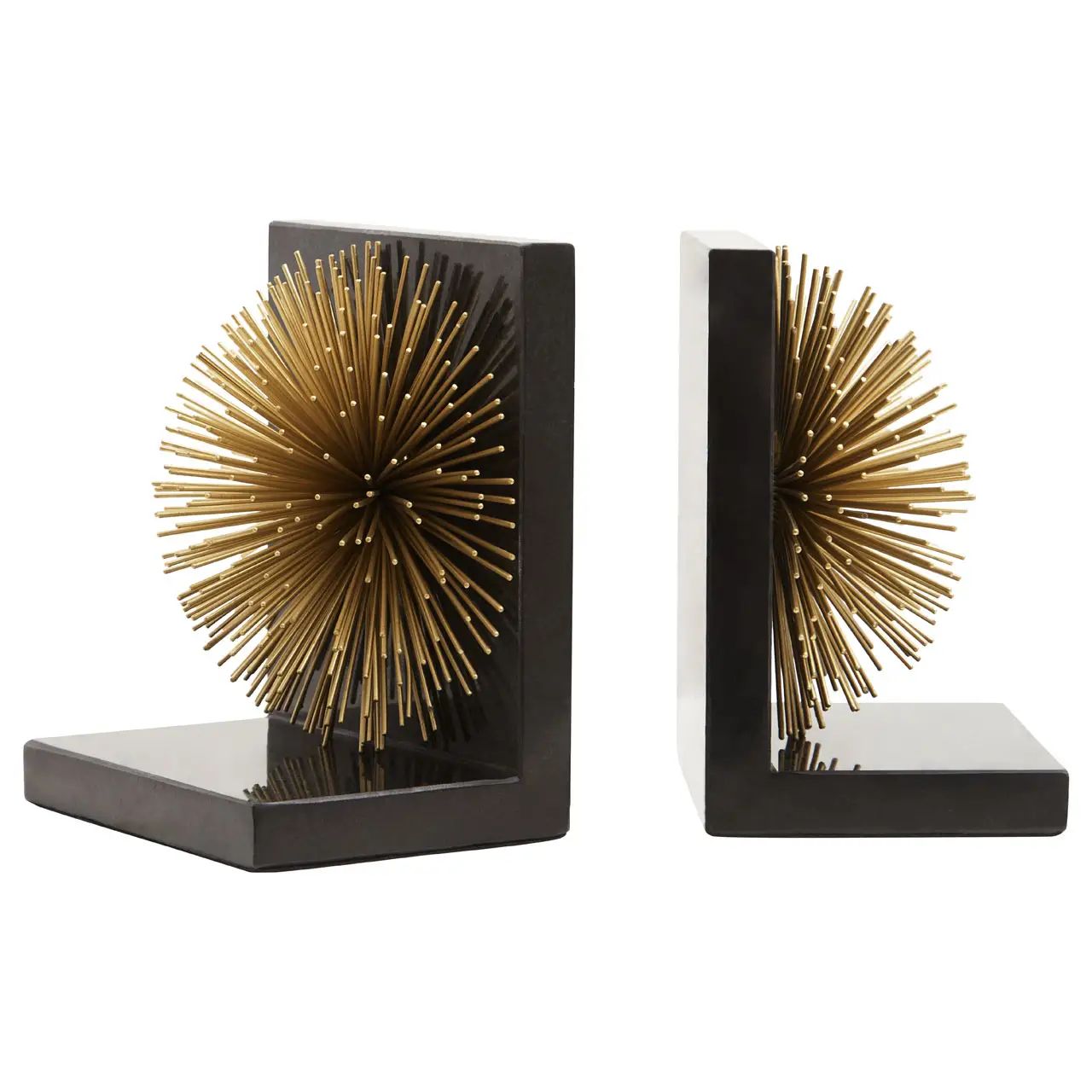 Radiano Gold Starburst Black Marble Bookends