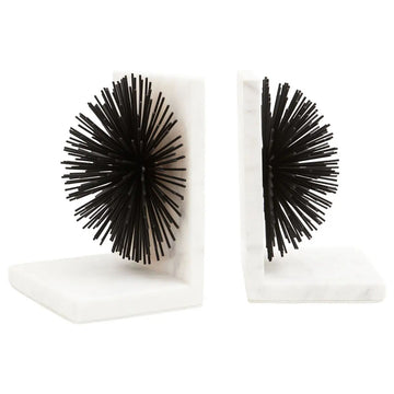 Radiano Black Starburst White Marble Bookends