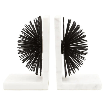 Radiano Black Starburst White Marble Bookends