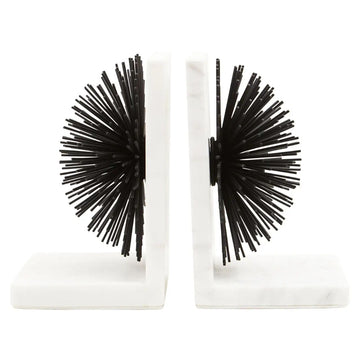 Radiano Black Starburst White Marble Bookends