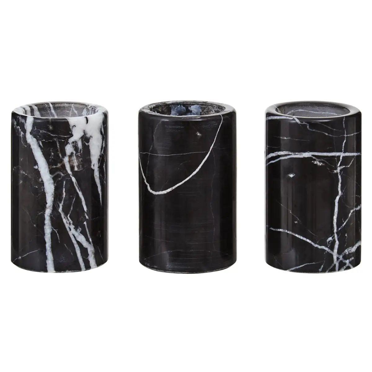 Marmo Set of 3 Black Marble Tealight Holders