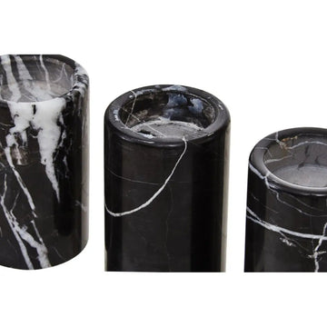 Marmo Set of 3 Black Marble Tealight Holders