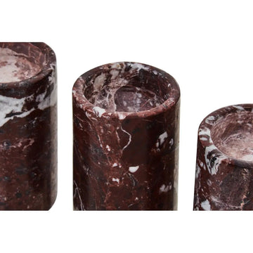 Marmo Set of 3 Red Marble Tealight Holders