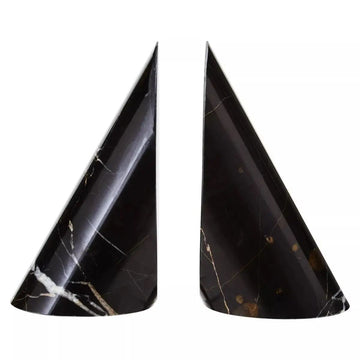 Marmo 2Pc Black Marble Bookends