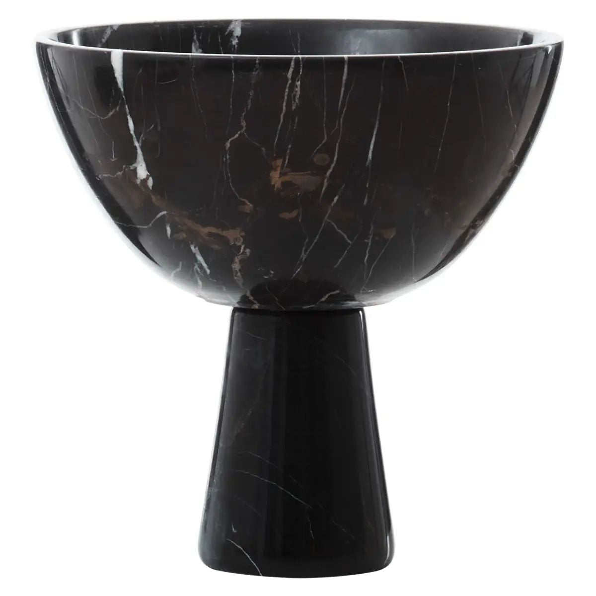 Marmo Large Black Marble Pedestal Bowl