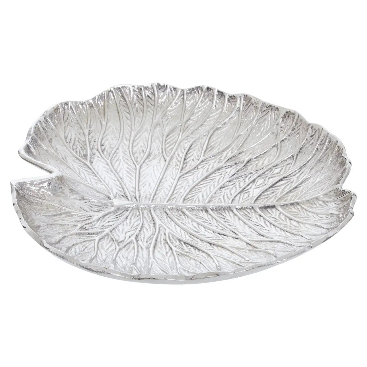 Almos Large Silver Aluminium Lotus Leaf Plate