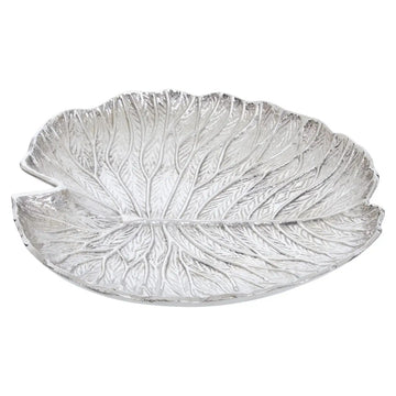 Almos Large Silver Aluminium Lotus Leaf Plate