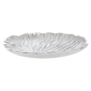 Almos Large Silver Aluminium Lotus Leaf Plate