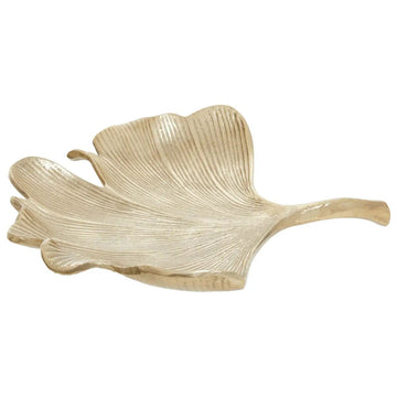 Lustrous Large Gold Antique Ginkgo Dish