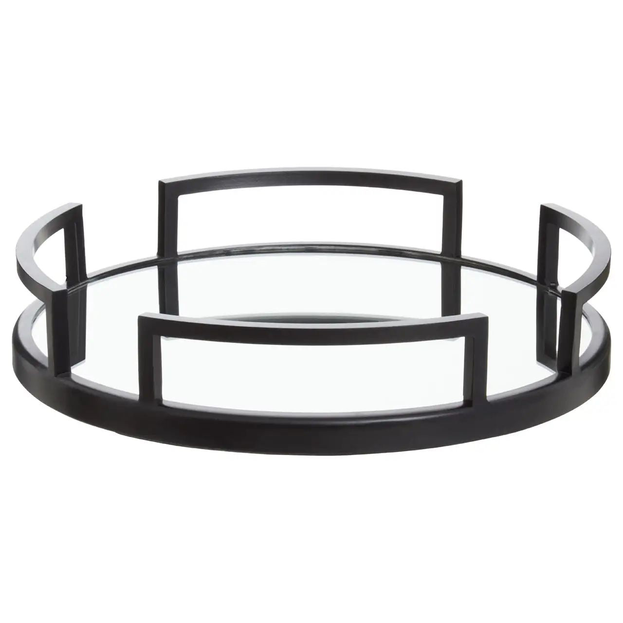 Traverse Matte Black Stainless Steel Mirrored Tray