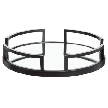 Traverse Matte Black Stainless Steel Mirrored Tray