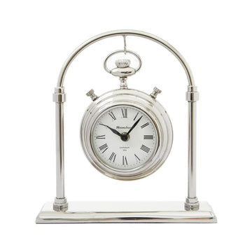 Verdant Small Silver & Antique Brass Mantel Clock