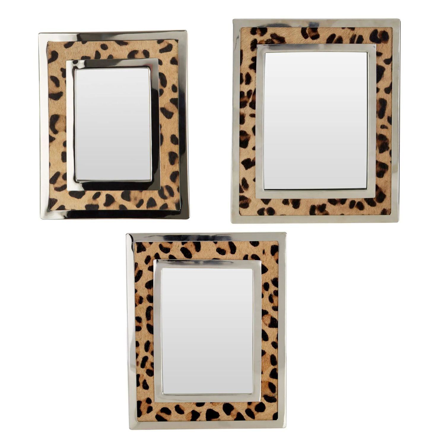 3Pcs Harlington Various Sized Steel Frame Leopard Design Photo Frames