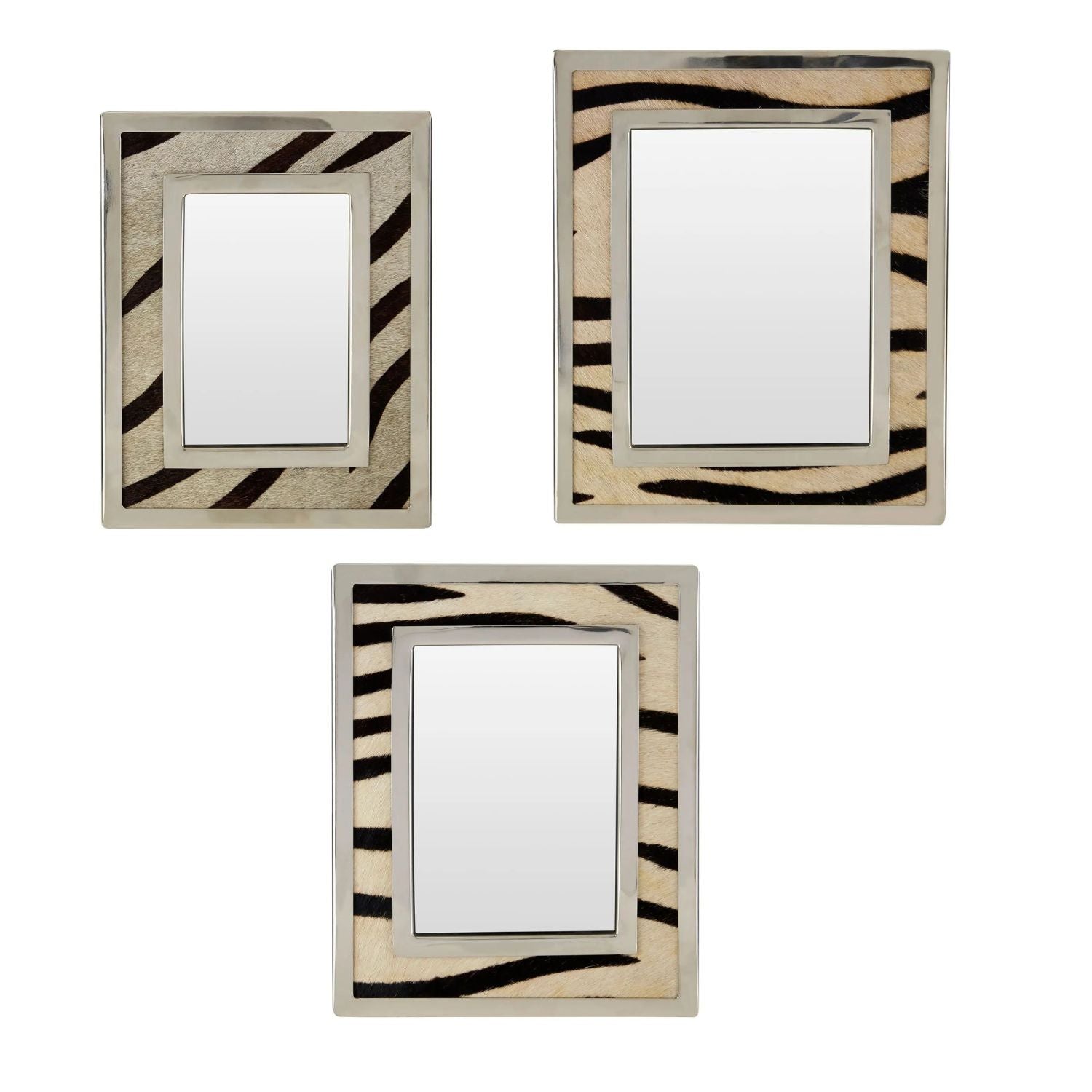 3Pcs Harlington Various Sized Steel Frame Zebra Design Photo Frames