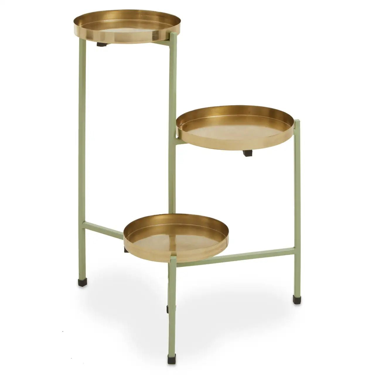 Sabell Green & Gold Iron 3 Tier Plant Stand