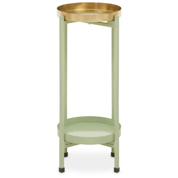 Sabell Green & Gold Iron 2 Tier Plant Stand