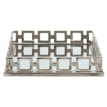 Rosetta Square Nickle Mirror Tray
