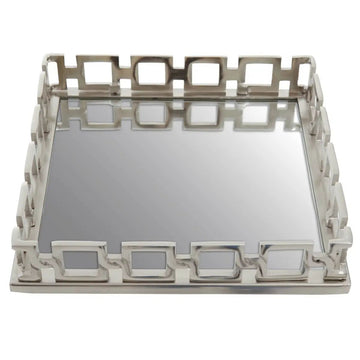 Rosetta Square Nickle Mirror Tray