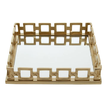 Rosetta Square Gold Mirror Tray