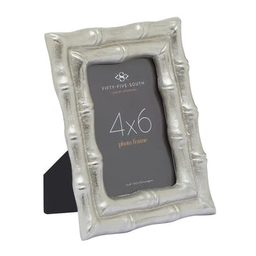 2Pcs Hida 4x6" & 5x7" Silver Finish Bamboo Effect Aluminium Photo Frames