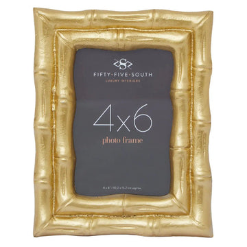 2Pc Hida 5x7in & 4x6in Gold Bamboo Design Photo Frames