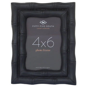 2Pcs Hida 4x6" & 5x7" Black Finish Bamboo Effect Aluminium Photo Frames