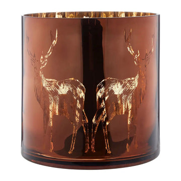 Buck Large Brown Hurricane Candle Holder