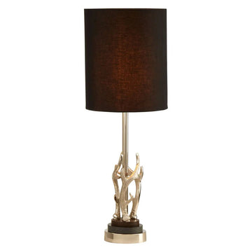 Tine Black Shade Table Lamp With Round Marble Base