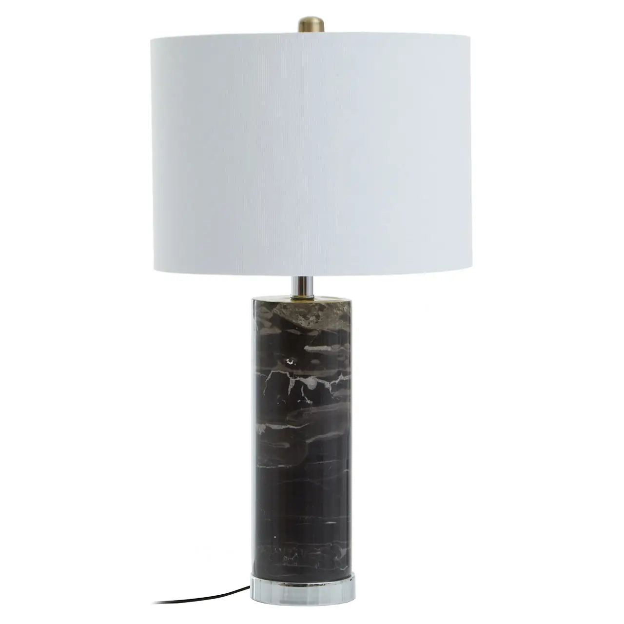 Emery Black Marble Chrome Base Table Lamp