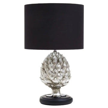 Bohemian Silver Polyresin Artichoke Table Lamp